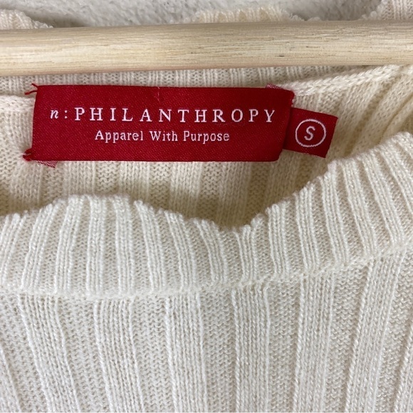 N Philanthropy Ribbed Wool Cashmere Split Back Sweater - Picture 6 of 7